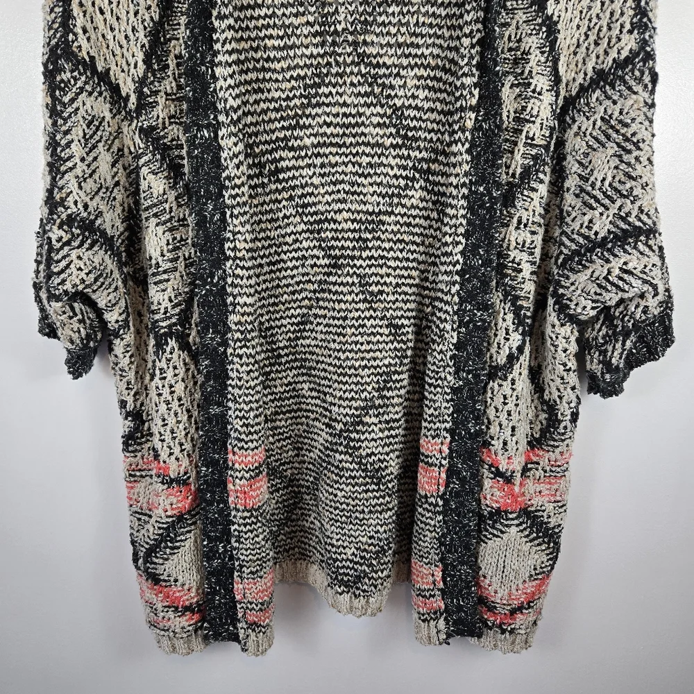 Bluetique Southwestern Abstract Chunky Knit Open Front Cardigan Sweater Size XL